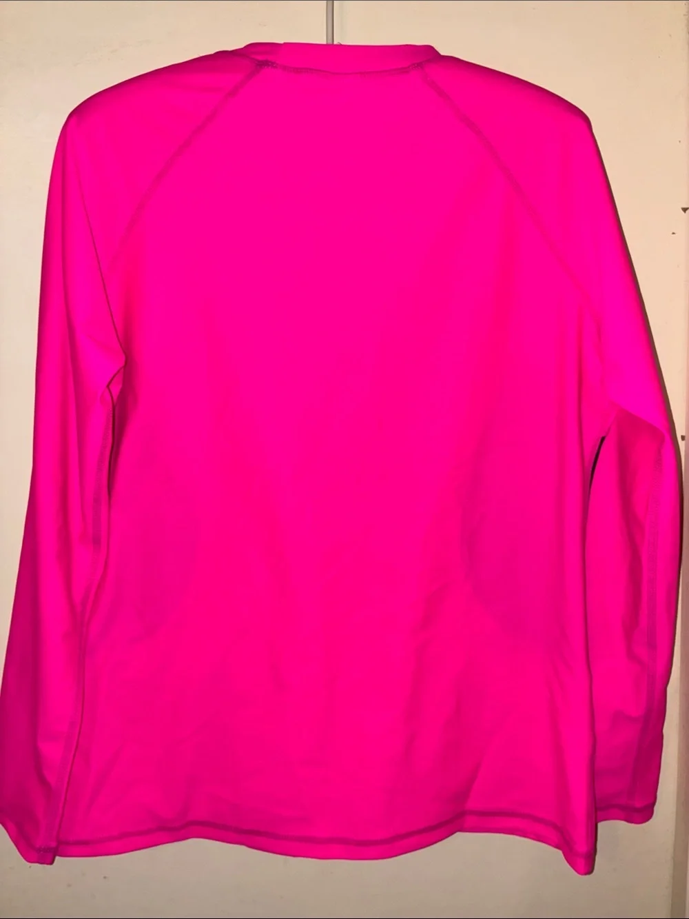 NWT Women's Hot Pink Swim Coverup Rash Guard with Black Panels Two Front Pockets